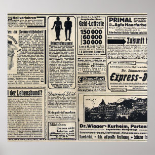 Antiek Duitse krantenadvertenties 1917 Poster