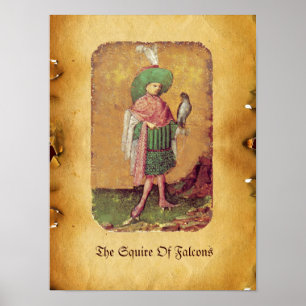 Antiek Duitse rechtbank Tarots/Squire of Falcons Poster