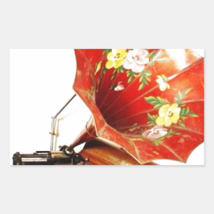 Antiek Edison Home Phonograph Novelty Gifts Rechthoekige Sticker