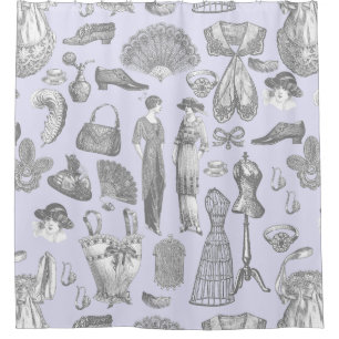 antiek Edwardiaanse  mode dames paarse Douchegordijn