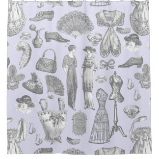 antiek Edwardiaanse  mode dames paarse Douchegordijn