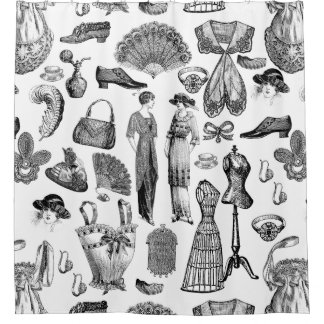antiek Edwardiaanse  mode Dames Wit Douchegordijn