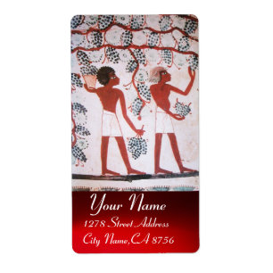 ANTIEK EGYPTIAN VINEYARD WINE GRAPE HARVEST ETIKET