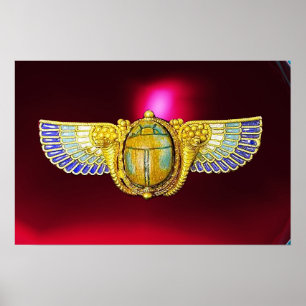 ANTIEK EGYPTIAN WINGED SCARAB/CORNUCOPIA JEWEL POSTER