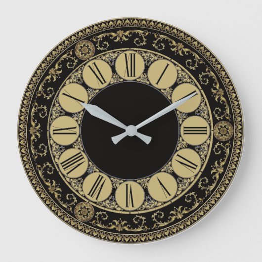 Antiek elegant zwart en goud grote klok (Voorkant)