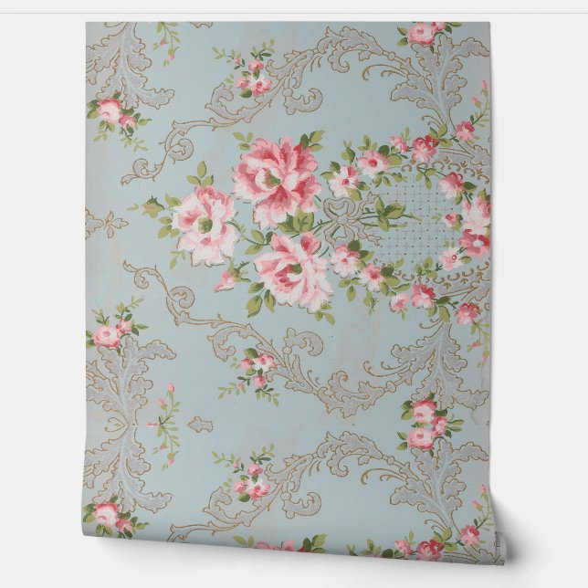 Antiek Elegantie: Lichtrood Groen  Behang (Afrollen)
