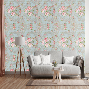 Antiek Elegantie: Lichtrood Groen Behang