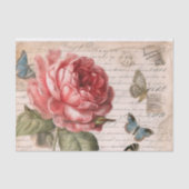 Antiek Elegantie Roos en Vlinder Decoupage Tissuepapier (Voorkant)