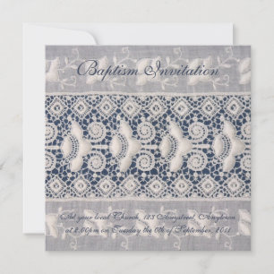 Antiek embroidery baptism-uitnodiging (meisje) kaart