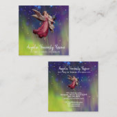 *~* Antiek  engel die misbruikt kind redt Vierkante Visitekaartje (Voorkant / Achterkant)