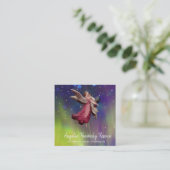 *~* Antiek  engel die misbruikt kind redt Vierkante Visitekaartje (Staand voorkant)