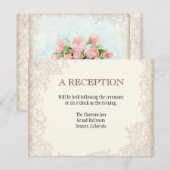 Antiek Engels Roos Floral Swirl Wedding Kaart (Voorkant / Achterkant)