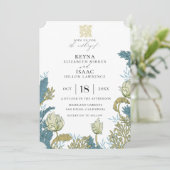 Antiek Engelse Bloemen Huwelijk Kaart (Staand voorkant)