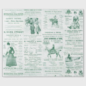 Antiek  Ephemera Lady Equestrian Ads Cadeaupapier (Vlak)