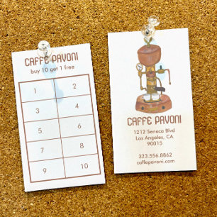 Antiek Espresso Machine Cafe Coffee Waterverf Klantenkaartje