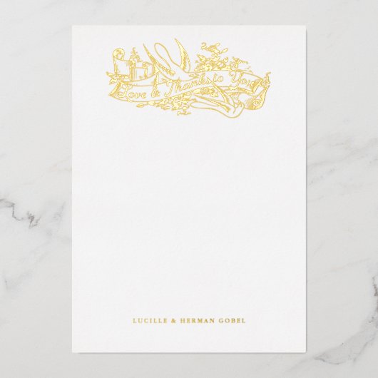 Antiek Etched Doves Love and Bedankt Note Kaart (Voorkant)