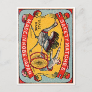 Antiek etiket op doos Ostrich Harness Racing Kobe Briefkaart