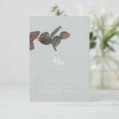 Antiek Eucalyptus RSVP-reactiekaart RSVP Kaartje (Staand voorkant)