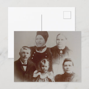 Antiek Familie Collage Foto B & W Afbeelding Briefkaart