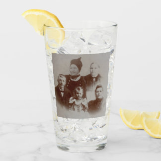 Antiek Familie Collage Foto B & W Afbeelding Glas