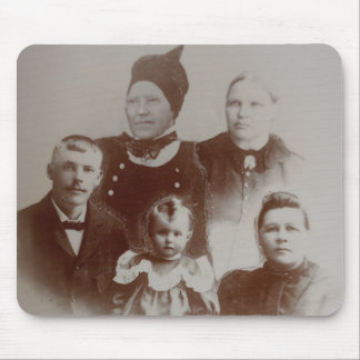 Antiek Familie Collage Foto B & W Afbeelding Muismat