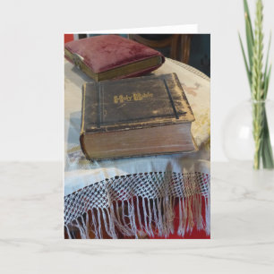 Antiek familiebijbel, leeg Wenskaart Kaart