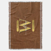 Antiek Faux-leder en goudmonogram Deken (Voorkant Verticaal)