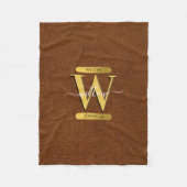 Antiek Faux-leder en goudmonogram Fleece Deken (Voorkant)