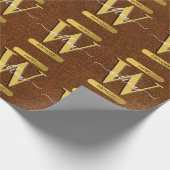 Antiek Faux-leder en goudmonogram van zaterdag Cadeaupapier (Hoek)