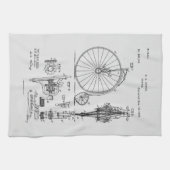 Antiek Fiets 1887 Penny Farthing Patent Tekening Theedoek (Horizontaal)
