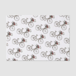 Antiek fiets met bloemen tissuepapier