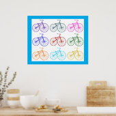 Antiek fiets  print meerkleurig patroon (Keuken)