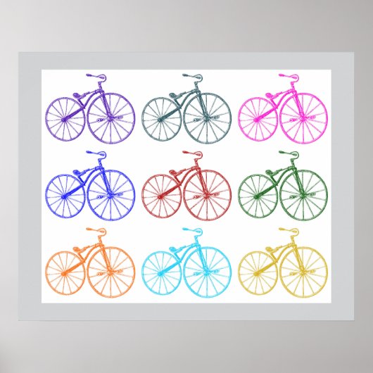Antiek fiets print meerkleurig patroon (Voorkant)