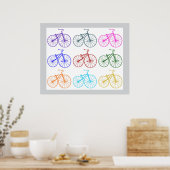 Antiek fiets print meerkleurig patroon (Keuken)