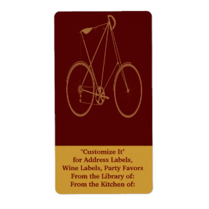 Antiek  fiets Rood Tan Bike-fietser Etiket