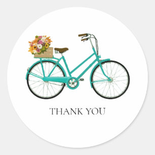 Antiek Fietsschilderij Zomerhuisje Ronde Sticker