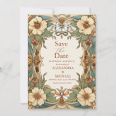  Antiek Floral Art Nouveau bruiloft Save The Date (Voorkant)