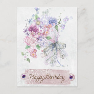  Antiek Floral Bouquet Happy Birthday Briefkaart