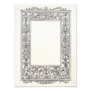 Antiek Floral Mermaid Old Lijst Border Foto Afdruk