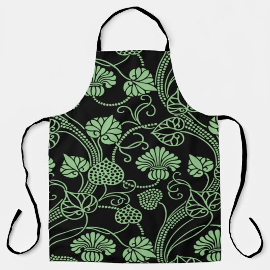 Antiek Floral Pattern Black en Green Schort (Voorkant)