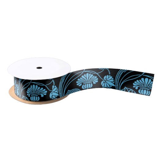 Antiek Floral Pattern Black op Blue Lint (Spoel)