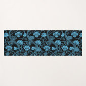 Antiek Floral Pattern Black op Blue Yogamat (Voorkant (horizontaal))