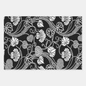 Antiek Floral Pattern Black op White Inpakpapier Vel (Voorkant 2)