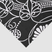 Antiek Floral Pattern Black op White Tissuepapier (Detail)
