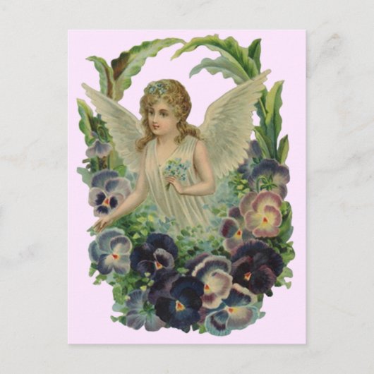  Antiek Floral Soft Pink Briefkaart (Voorkant)