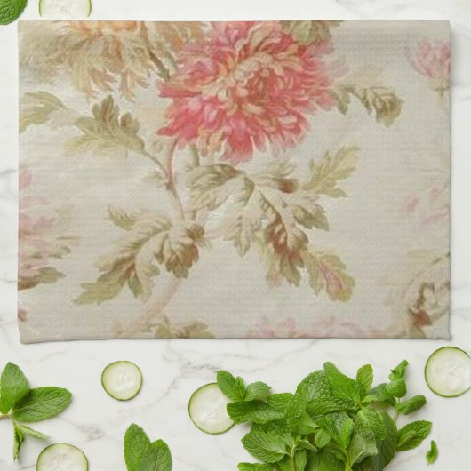 Antiek Floral Toile Theedoek (Gevouwen)
