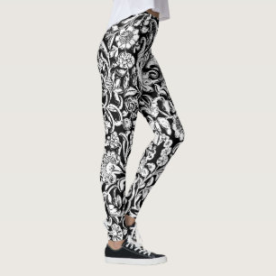 Antiek Floral wit in zwart Leggings