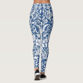 Antiek Floral wit op blauw Leggings (Achterkant)