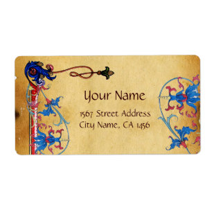 ANTIEK FLORENTINE FLORAL MOTIFS PARCHMENT ETIKET