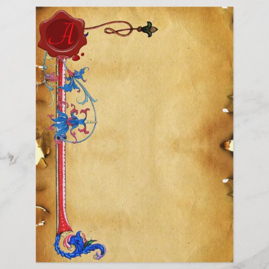 ANTIEK FLORENTINE FLORAL RED WAX SEAL MONOGRAM (Voorkant)